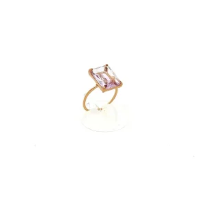 ANEL RETANGULAR CRISTAL FOLHEADO 10mm LAVANDA