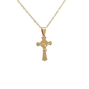 GARGANTILHA INRI CRISTO INOX GOLD 45cm