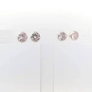 DUO DE BRINCOS DE PRATA ZIRCONIA REDONDA 8mm