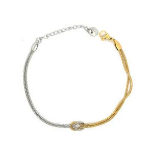 PULSEIRA DUPLA MISTA NÓ INOX/GOLD 16cm + 5cm Ext