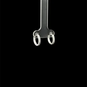 BRINCO ARGOLA CLICK C/ CRISTAIS DE PRATA 13mm