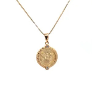 GARGANTILHA MEDALINHA ESPIRITO SANTO FOLHEADO 45cm/14mm