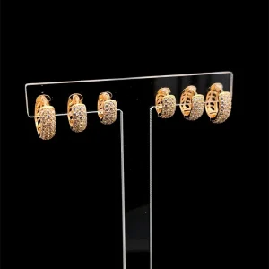 TRIO DE BRINCOS ARGOLA CLICK CRAVEJADO FOLHEADO 12, 14 E 16mm