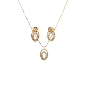 CONJUNTO OVAL VAZADO CRISTAIS FOLHEADO 45cm/10mm