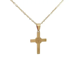 GARGANTILHA CRUZ SÃO BENTO INOX GOLD 50cm/21mm