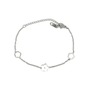 PULSEIRA TREVOS INOX 16cm + 5cm