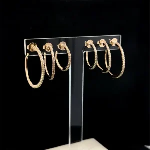 TRIO DE BRINCOS ARGOLA ABERTA CRAVEJADO FOLHEADO 20, 25 e 30mm