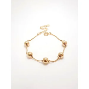PULSEIRA INFANTIL C/ BOLAS FOLHEADO 13cm + 3cm Ext