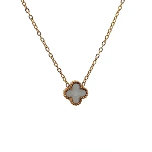 GARGANTILHA TREVO INOX GOLD 40cm + 5cm Ext