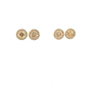 DUO DE BRINCOS PIZZA CRAVEJADO FOLHEADO 10mm