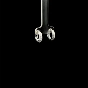 BRINCO ARGOLA CLICK CRAVEJADA DE PRATA 13mm