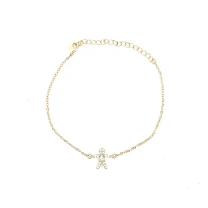 PULSEIRA MENINO CRISTAL GOTA FOLHEADO 18cm + 5cm Ext
