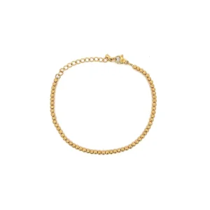 PULSEIRA BOLINHAS 3mm INOX GOLD 16cm + 4cm Ext