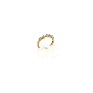 ANEL CORACOES CRISTAIS FOLHEADO AQUA