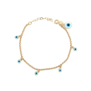 PULSEIRA ELO PORTUGUES C/ OLHO GREGO FOLHEADO 17cm + 3cm Ext