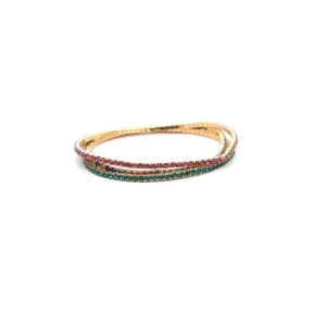 TRIO DE PULSEIRAS RIVIERA COLORIDAS NYLON FOLHEADO
