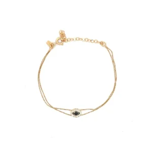 PULSEIRA DUPLA C/ CRISTAL FOLHEADO 16cm + 5cm Ext