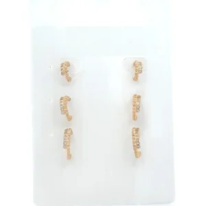 TRIO DE BRINCOS ARGOLA ABERTA FOLHEADO 8, 10 e 12mm