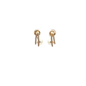 BRINCO PEROLA C/ CRAVEJADO FOLHEADO 11mm