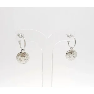 BRINCO ARGOLA C/MEDALHA SAO BENTO INOX 13mm