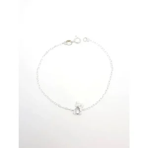 PULSEIRA INFANTIL MACACO C/ CRISTAL GOTA DE PRATA 15cm/6mm