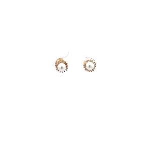BRINCO PEROLA CRAVEJADO FOLHEADO 5mm