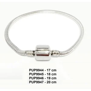 PULSEIRA CHARM DE ACO INOX BARRIL FLEXIVEL