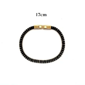 PULSEIRA RIVIERA BAGUETE BLACK FOLHEADO 17cm/4,5mm
