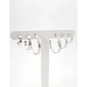 TRIO DE BRINCOS ARGOLA CORACAO ABERTA INOX 25, 20 e 13mm