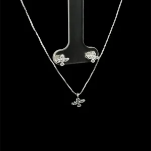 CONJUNTO DIVINO CRAVEJADO DE PRATA 45cm/8mm