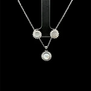 CONJUNTO REDONDO MADREPEROLA DE PRATA C/ RODIO 40+5cm Ext