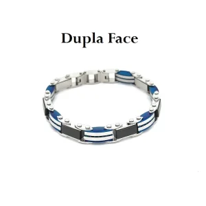 PULSEIRA DUPLA FACE INOX/INOX BLACK/AZUL 21cm