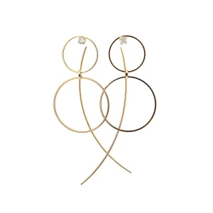 BRINCO DOIS AROS GANCHO FOLHEADO 24mm