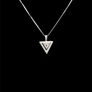 GARGANTILHA TRIANGULO CRAVEJADO DE PRATA 45cm/13mm