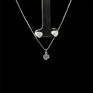 CONJUNTO CRISTAL CORACAO DE PRATA 45cm/6mm