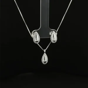 CONJUNTO GOTA C/ ZIRCONIAS DE PRATA 45cm/6mm