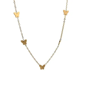 GARGANTILHA BORBOLETA LISA INOX GOLD 45cm + 5cm Ext