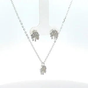 CONJUNTO ARVORE CRAVEJADO DE PRATA 40cm + 5cm Ext