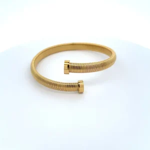 PULSEIRA BRACELETE TEXTURIZADA ABERTO INOX GOLD 8mm