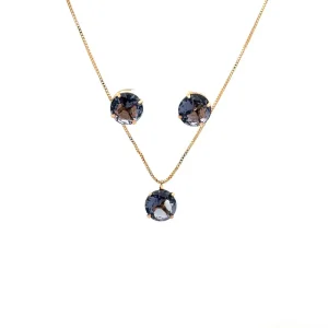 CONJUNTO CRISTAL LAVANDA REDONDO FOLHEADO  40+5cm Ext/8mm