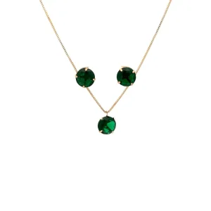 CONJUNTO CRISTAL ESMERALDA REDONDO FOLHEADO 40 + 5cm Ext/8mm