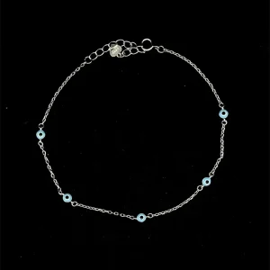 PULSEIRA OLHO GREGO DE PRATA C/RODIO 19cm + 3cm Ext