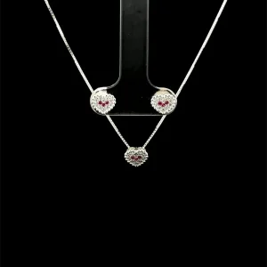 CONJUNTO CORACAO CRISTAL DE PRATA 45cm/7mm