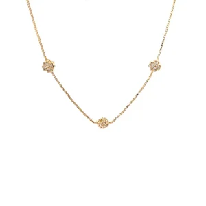 GARGANTILHA CHOKER TREVOS CRAVEJADO FOLHEADO 40cm + 10cm Ext
