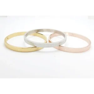 TRIO DE PULSEIRA DE ACO INOX PAI NOSSO - DOURADO/ROSE/PRATEADO