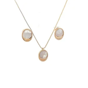 CONJUNTO OVAL MADREPEROLA FOLHEADO 40cm + 5cm Ext