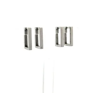 DUO DE BRINCOS CLICK PERFIL RETANGULAR INOX 12mm