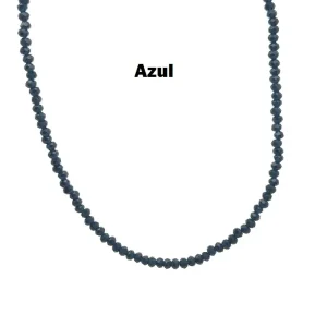 GARGANTILHA CRISTAL AZUL FOLHEADO 40cm + 5cm Ext/3mm