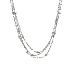 GARGANTILHA CHOKER 3 CORRENTES C/ BOLINHAS INOX 35cm + 8cm Ext