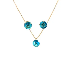 CONJUNTO CRISTAL AQUA REDONDO FOLHEADO 40 + 5cm Ext/8mm